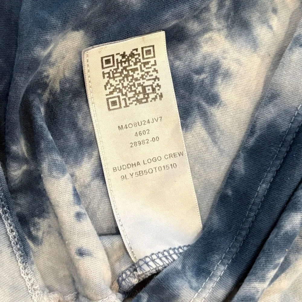 True Religion T-Shirt Mens XS Blue Tie Dye Buddha Logo Crew Neck